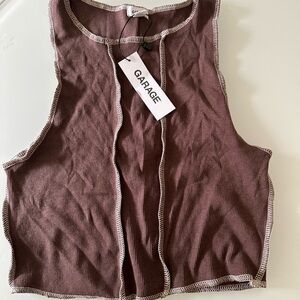 Garage Brown Crop Cut Out Tank Top